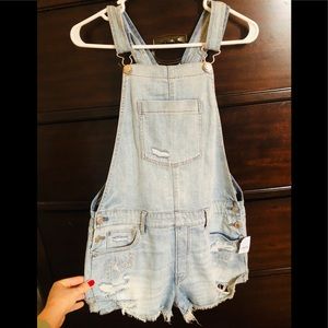 American Eagle Overalls w/ Floral stitch